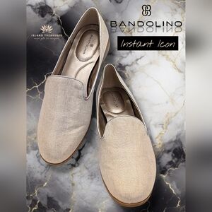 Bandolino "Latter" Size 9M Women's Beige With Gold Shimmer Flats Cushioned Sole